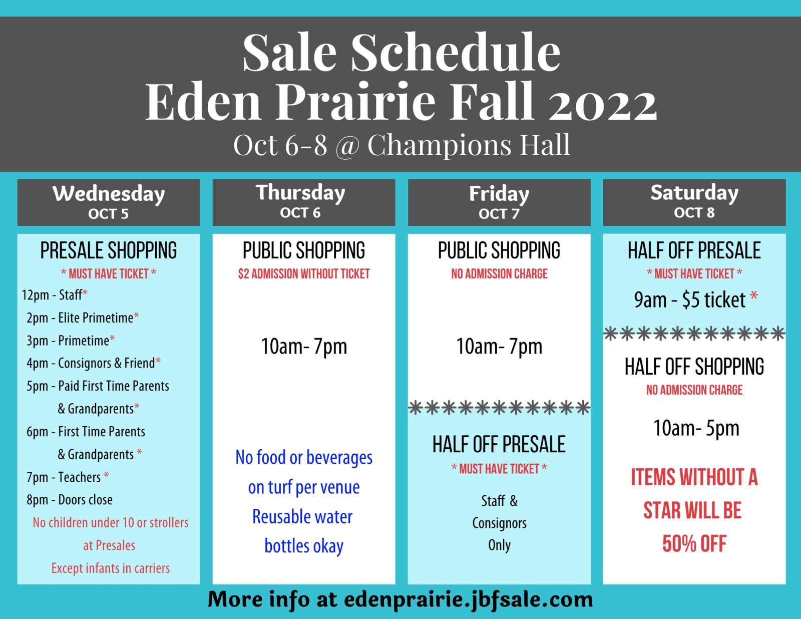 Sale Schedule and Hours